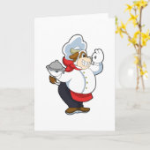 Kuh als Kellner mit Servierplatte Karte (Gelbe Blume)