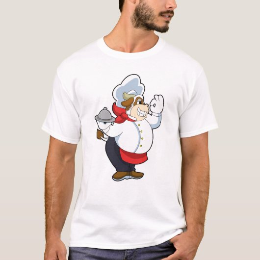 Kuh als Kellner mit Servierplatte T-Shirt (Vorderseite)