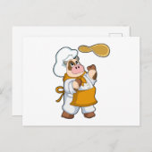 Kuh als Koch mit Teig Postkarte (Vorne/Hinten)
