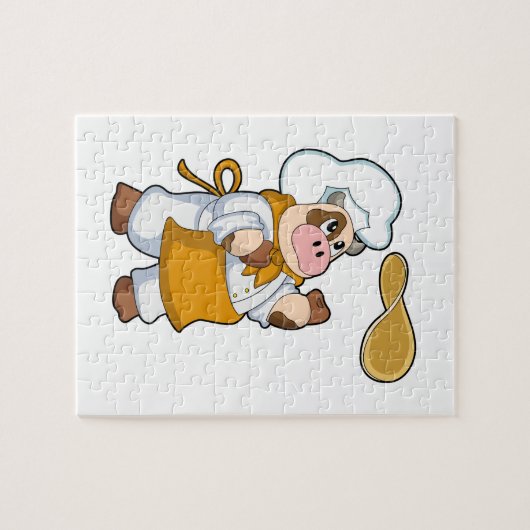 Kuh als Koch mit Teig Puzzle (Horizontal)