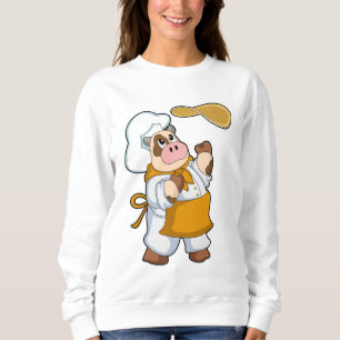 Kuh als Koch mit Teig Sweatshirt