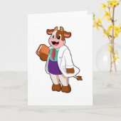 Kuh als Krankenschwester mit Buch Karte (Gelbe Blume)