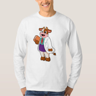 Kuh als Krankenschwester mit Buch T-Shirt