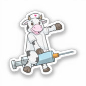 Kuh als Krankenschwester mit Herz und Spritze Aufkleber (Vorderseite)