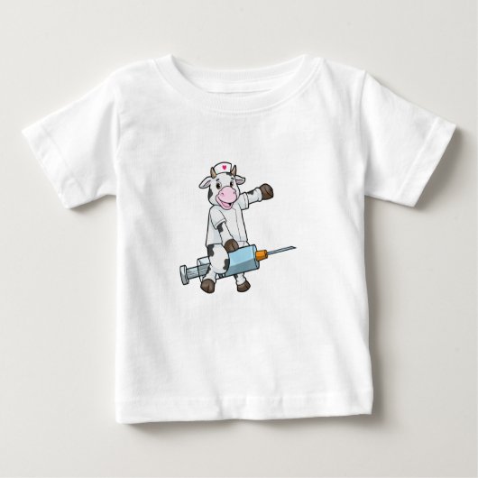 Kuh als Krankenschwester mit Herz und Spritze Baby T-shirt (Vorderseite)