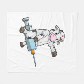 Kuh als Krankenschwester mit Herz und Spritze Fleecedecke (Vorderseite (Horizontal))