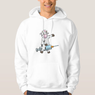 Kuh als Krankenschwester mit Herz und Spritze Hoodie