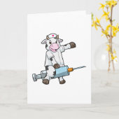 Kuh als Krankenschwester mit Herz und Spritze Karte (Gelbe Blume)