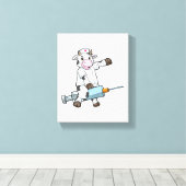 Kuh als Krankenschwester mit Herz und Spritze Leinwanddruck (Insitu (Holzboden))