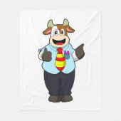 Kuh als Lehrer mit Krawatte Fleecedecke (Vorderseite)