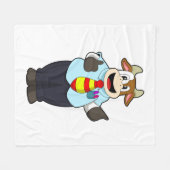 Kuh als Lehrer mit Krawatte Fleecedecke (Vorderseite (Horizontal))