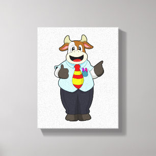 Kuh als Lehrer mit Krawatte Leinwanddruck