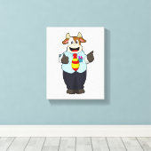 Kuh als Lehrer mit Krawatte Leinwanddruck (Insitu (Holzboden))