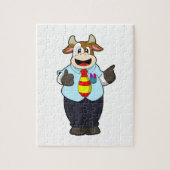 Kuh als Lehrer mit Krawatte Puzzle (Vertikal)