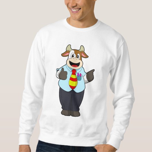 Kuh als Lehrer mit Krawatte Sweatshirt (Vorderseite)
