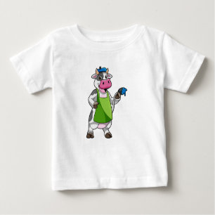 Kuh als Maler mit Farbe und Schürze Baby T-shirt