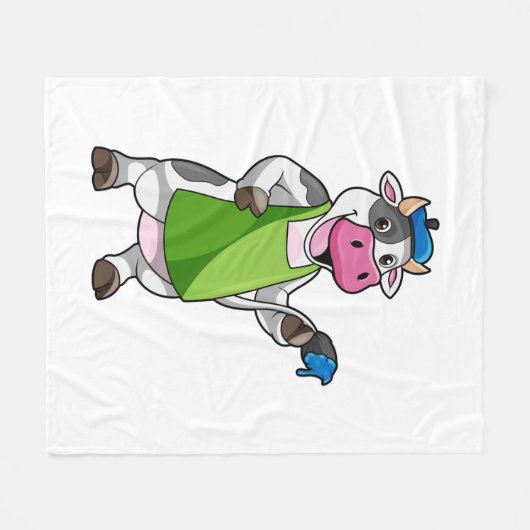 Kuh als Maler mit Farbe und Schürze Fleecedecke (Vorderseite (Horizontal))