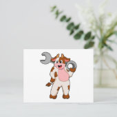 Kuh als Mechanik mit Schlüssel Postkarte (Stehend Vorderseite)