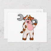 Kuh als Mechanik mit Schlüssel Postkarte (Vorne/Hinten)