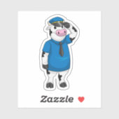 Kuh als Polizeibeamter mit Polizeihut Aufkleber (Blatt)