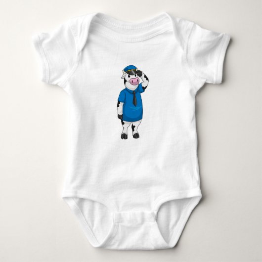 Kuh als Polizeibeamter mit Polizeihut Baby Strampler (Vorderseite)
