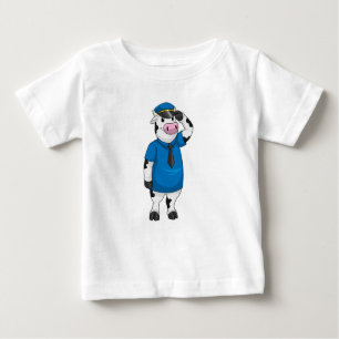 Kuh als Polizeibeamter mit Polizeihut Baby T-shirt