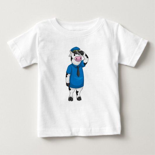 Kuh als Polizeibeamter mit Polizeihut Baby T-shirt (Vorderseite)