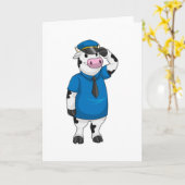 Kuh als Polizeibeamter mit Polizeihut Karte (Gelbe Blume)