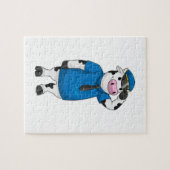 Kuh als Polizeibeamter mit Polizeihut Puzzle (Horizontal)