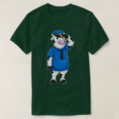 Kuh als Polizeibeamter mit Polizeihut T-Shirt (Design vorne)