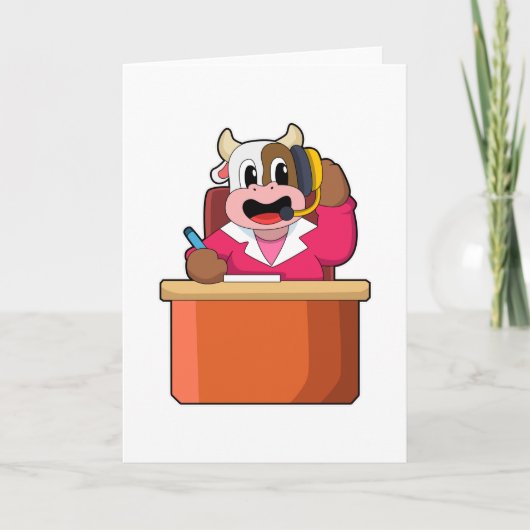 Kuh als Sekretär mit Tabelle Karte (Vorderseite)