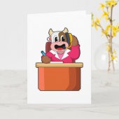 Kuh als Sekretär mit Tabelle Karte (Gelbe Blume)