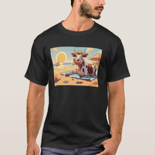 Kuh am Strand entspannt sich für Kinder beim Sonne T-Shirt