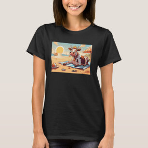 Kuh am Strand entspannt sich für Kinder beim Sonne T-Shirt