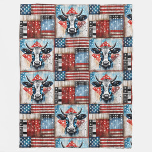 Kuh American Flag Folk Art Fleecedecke