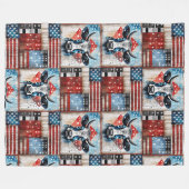 Kuh American Flag Folk Art Fleecedecke (Vorderseite (Horizontal))