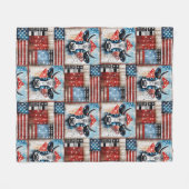 Kuh American Flag Folk Art Fleecedecke (Vorderseite (Horizontal))