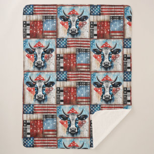 Kuh American Flag Folk Art Sherpadecke