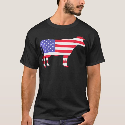 Kuh amerikanische Flagge Funny 4. Juli USA Amerika T-Shirt (Vorderseite)