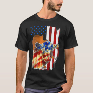 Kuh Amerikanische Flagge Heifer Us 4th July Farm C T-Shirt