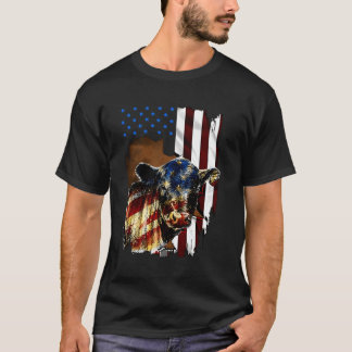 Kuh Amerikanische Flagge Heifer Us 4th July Farm C T-Shirt