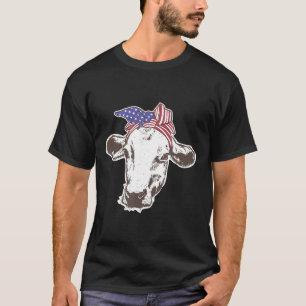 Kuh Amerikanische USA-Flagge Patriot Farmer-Bandan T-Shirt