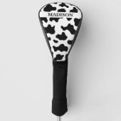 Kuh Animal Print Gepunktet Schwarz/Weiß Name Golf Headcover (Vorderseite)