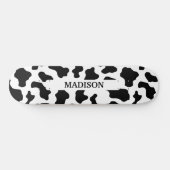 Kuh Animal Print Gepunktet Schwarz/Weiß Name Skateboard (Horizontal)