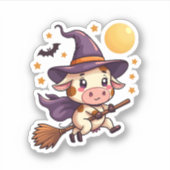 Kuh auf einem Broomstick Aufkleber (Vorderseite)