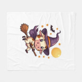 Kuh auf einem Broomstick Fleecedecke (Vorderseite (Horizontal))