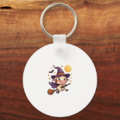 Kuh auf einem Broomstick Schlüsselanhänger (Vorderseite)