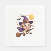 Kuh auf einem Broomstick Serviette (Vorderseite)