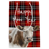 Kuh auf Kariert für das neue Jahr Mittlere Geschenktüte (Vorderseite)