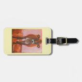 Kuh auf rosa Gepäckgeldbeutelumbau oder Gepäckanhänger (Vorderseite horizontal)